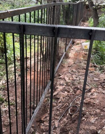 Modern steel fence for a home in Austin, Texas
